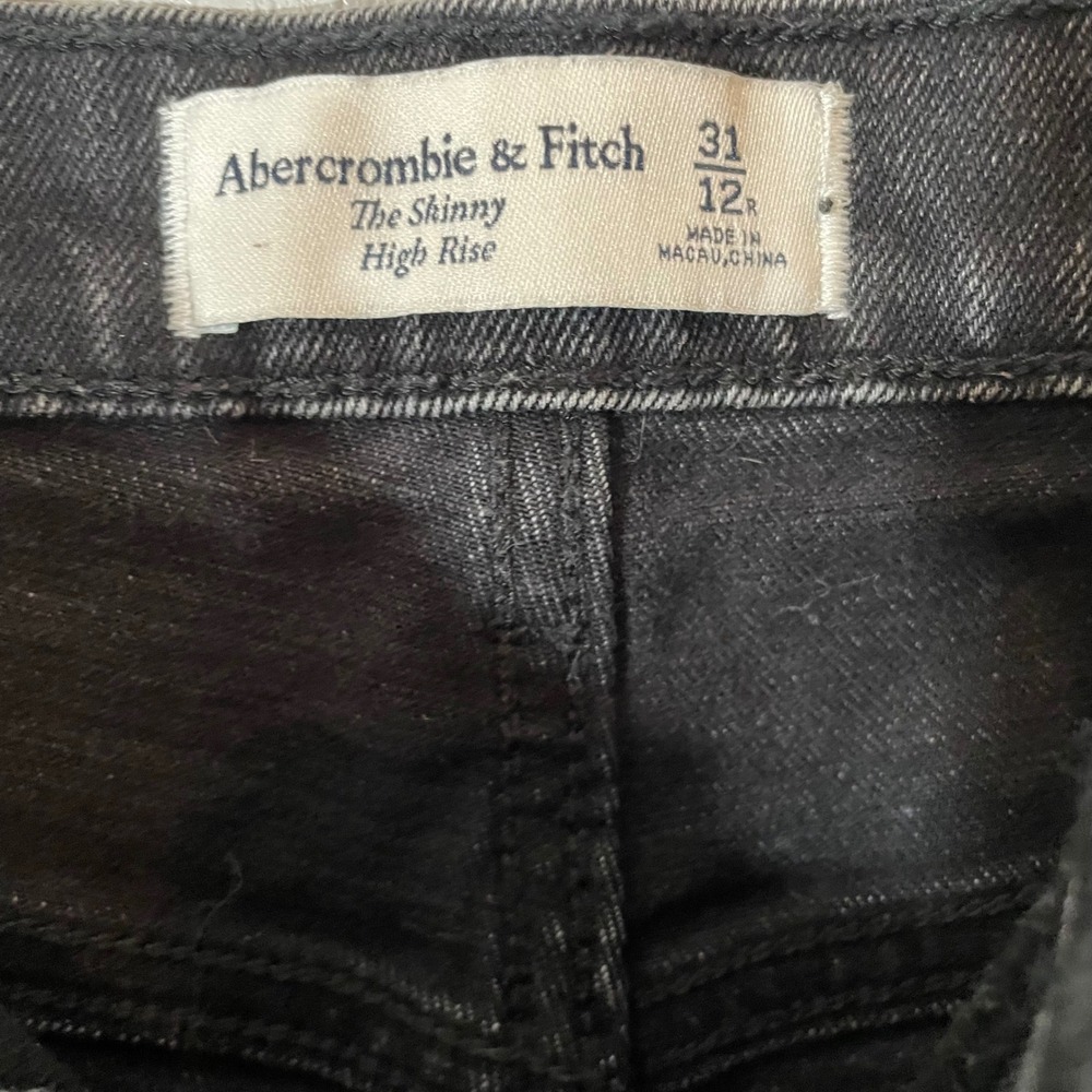 Abercrombie & Fitch Two Tone Split Black Grey High Rise Jeans Women 12R 31 - Picture 3 of 9